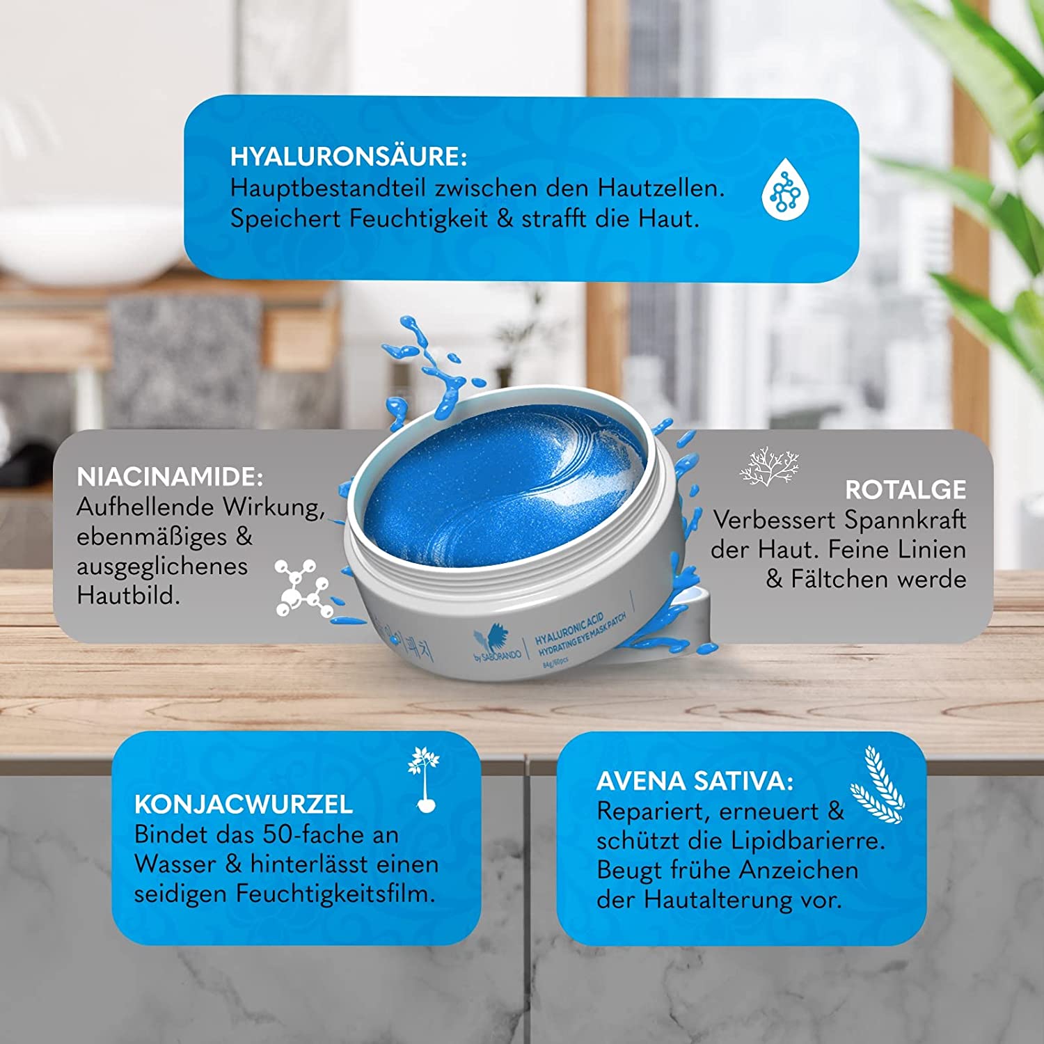 Hyaluron Augenpads - mit Kollagen & Hyaluron