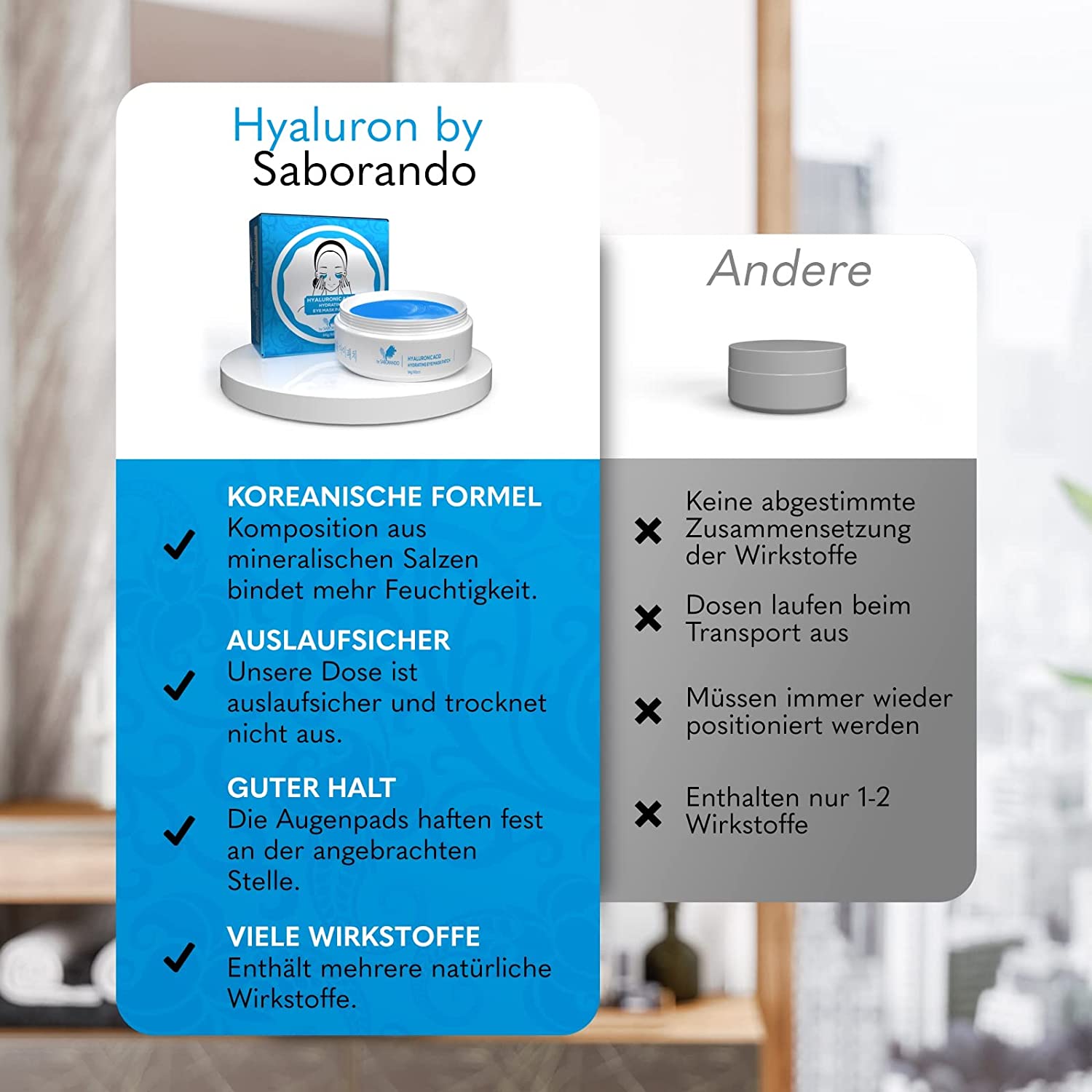 Hyaluron Augenpads - mit Kollagen & Hyaluron