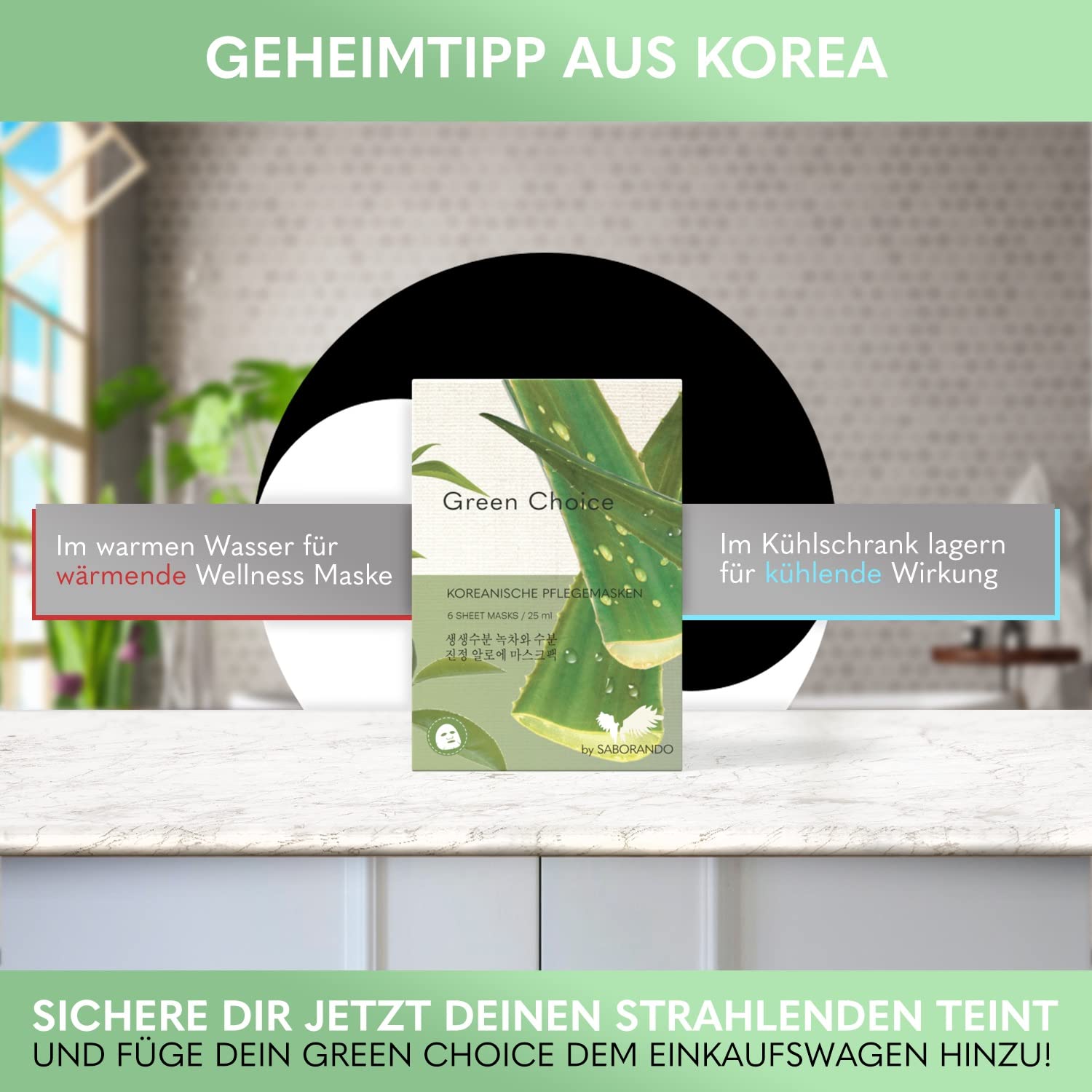 Gesichtsmasken Green Choice - Grüner Tee & Aloe Vera