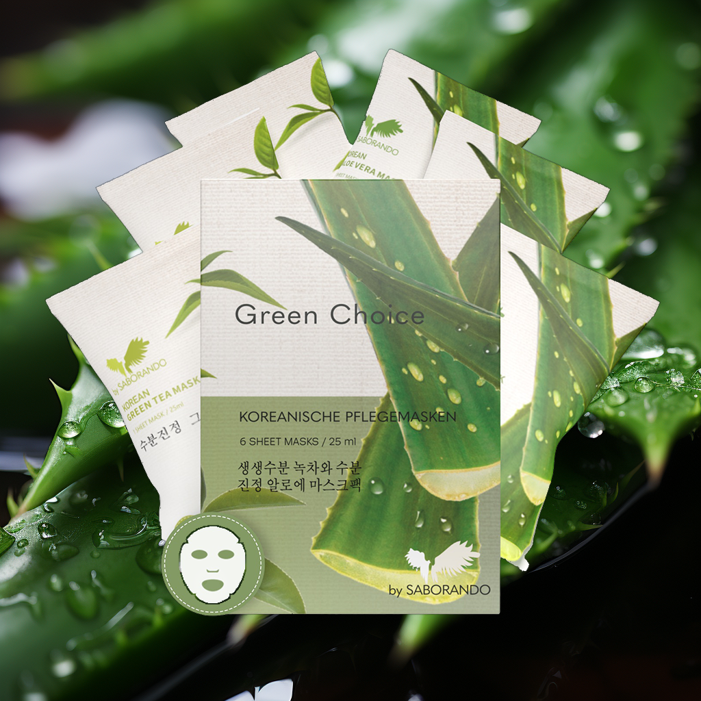 Gesichtsmasken Green Choice - Grner Tee & Aloe Vera