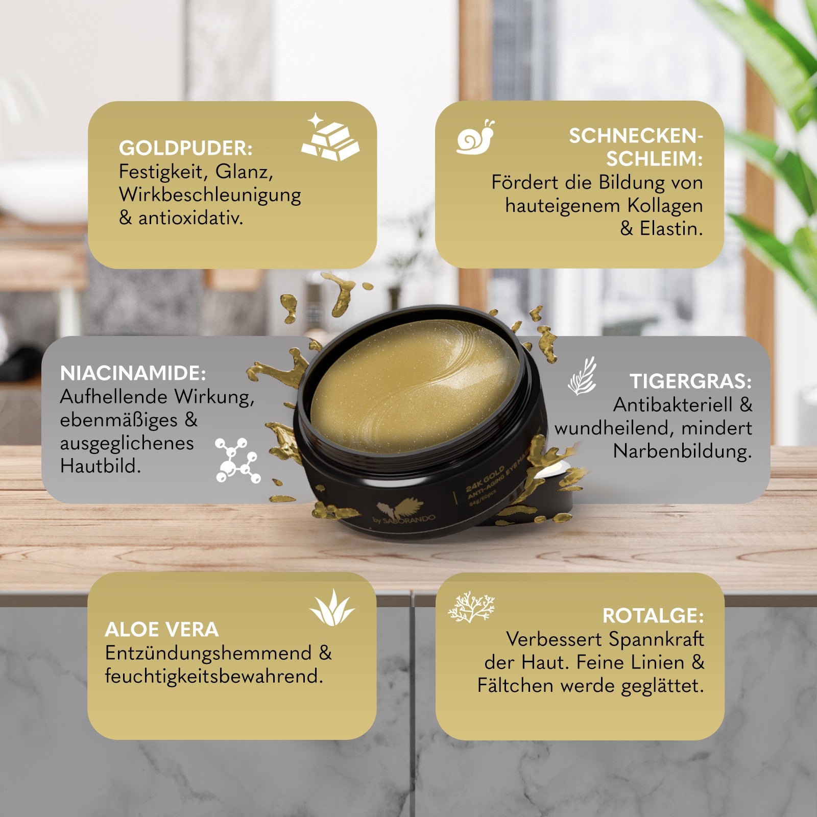 Gold Augenpads - Luxus für die Augen