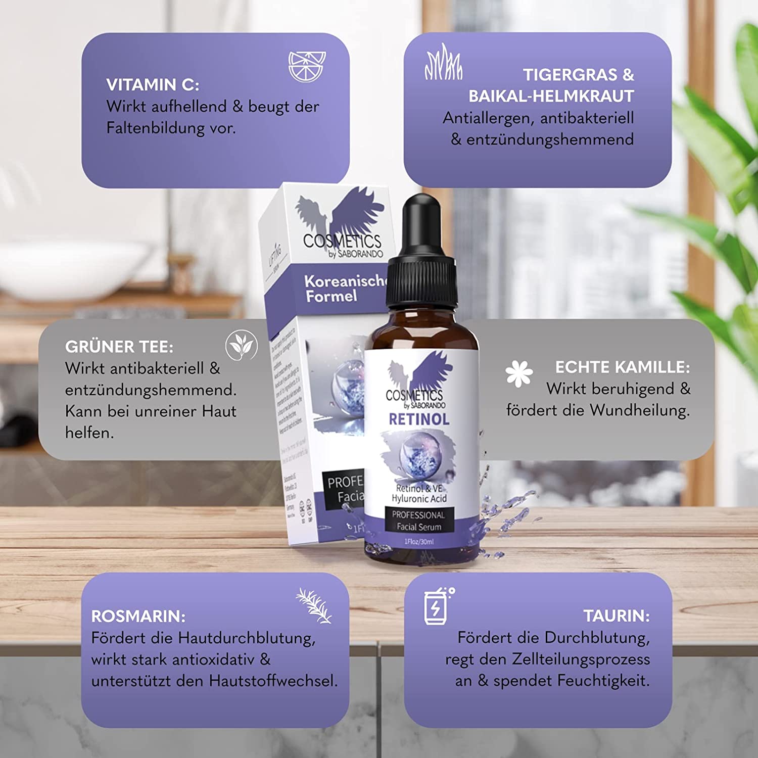 Retinol Serum - mit Hyaluronsäure & Vitamin C